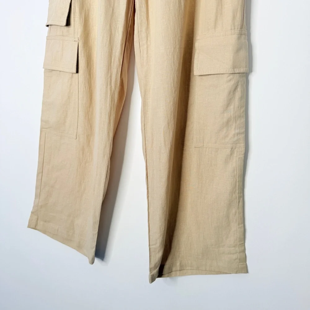 OAS Beige Cargo Linen Pants Size S #0060